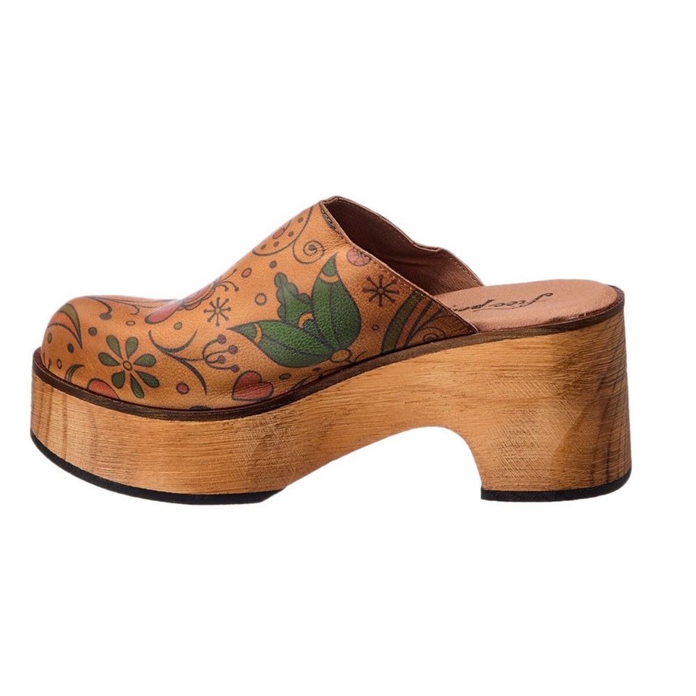 Free People Patsy Brown Floral Leather Clogs - Picture 8 of 13